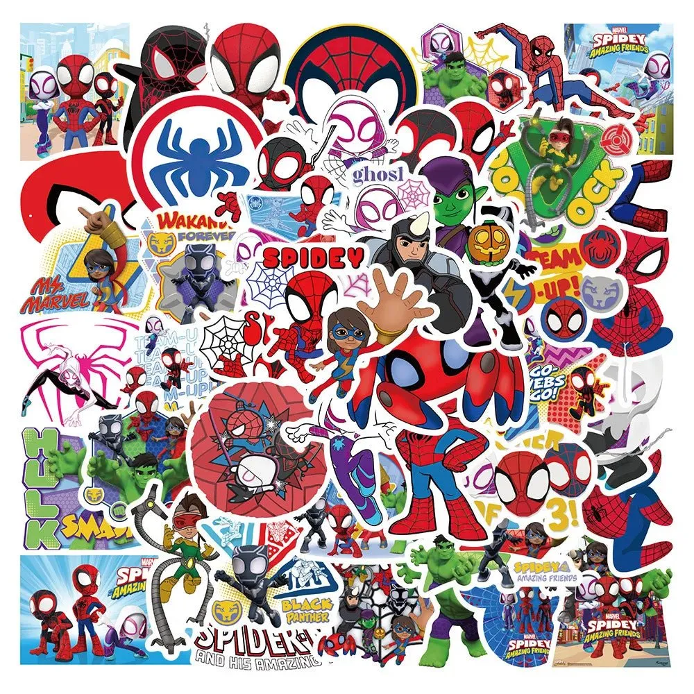 Cartoon Marvel Spiderman Stickers - 50pcs for Fans of All Ages