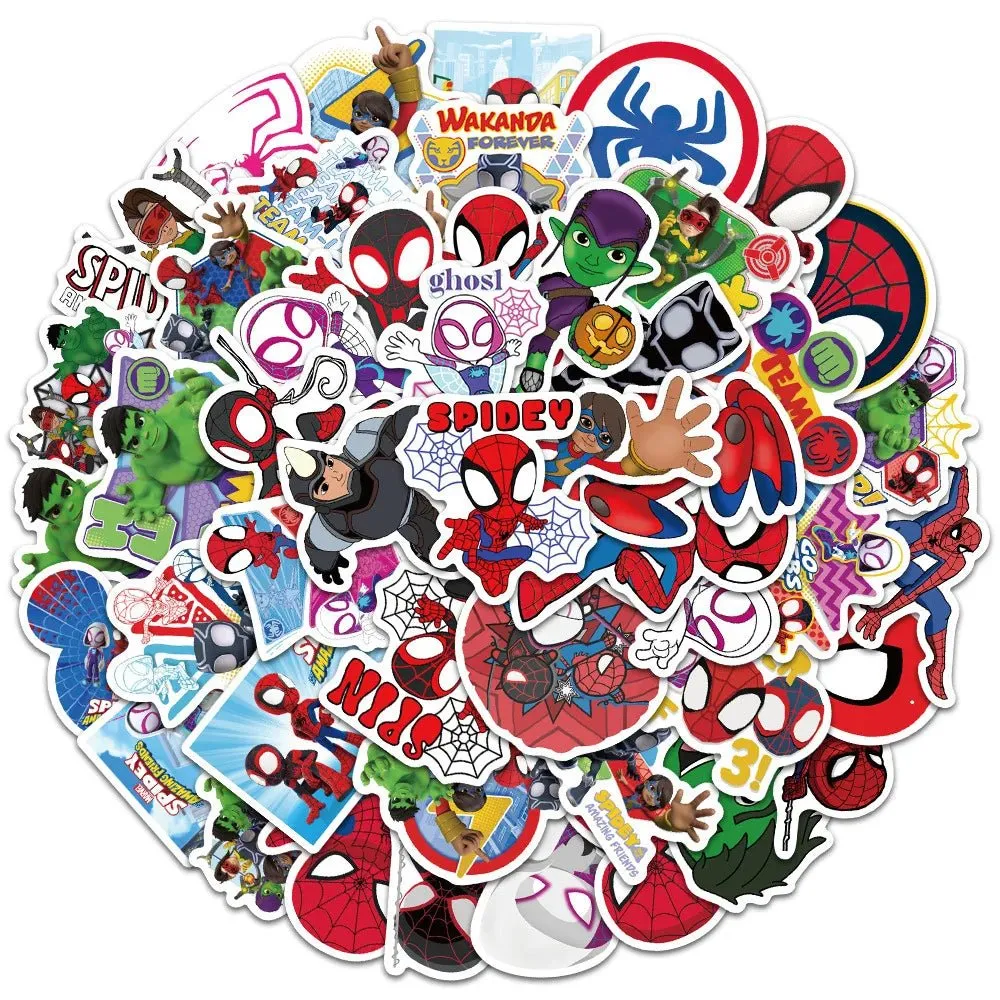 Cartoon Marvel Spiderman Stickers - 50pcs for Fans of All Ages