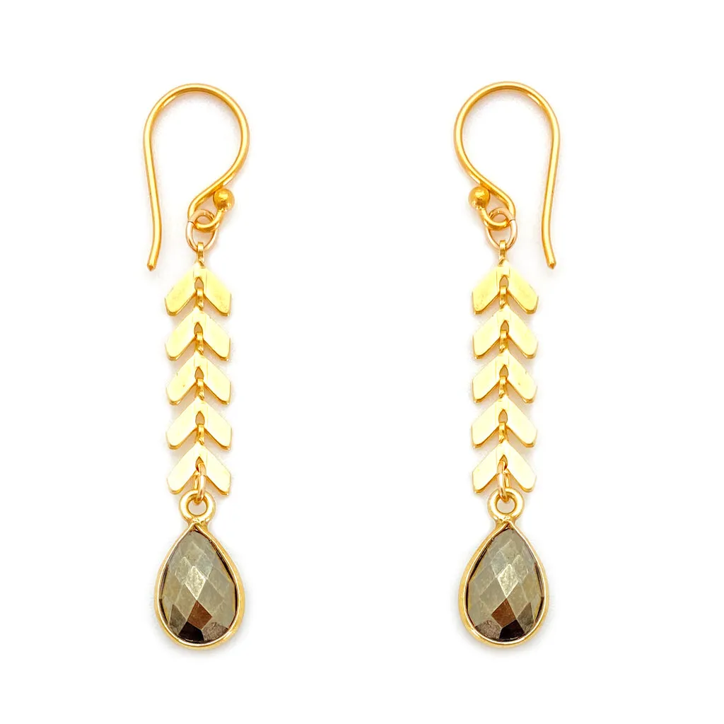 Cascade Drop Earrings - Pyrite