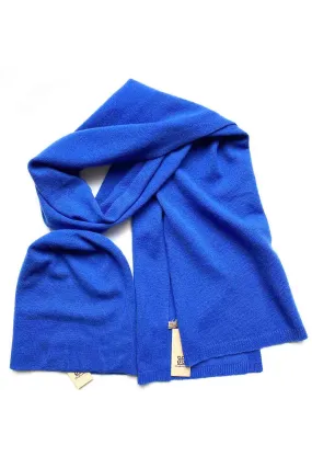 Cashmere hat and scarf set in royal blue