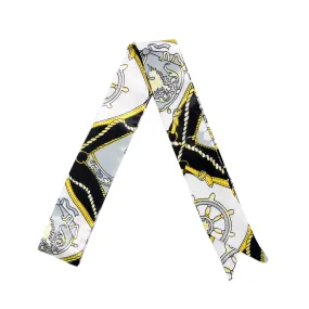 Chain Link Black White Twilly Scarf