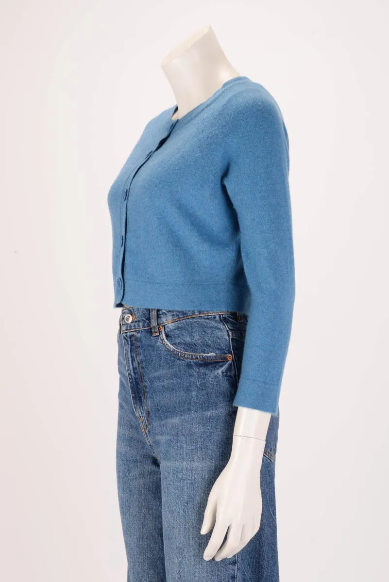 Chanel Blue Cashmere Cropped Cardigan FR 36