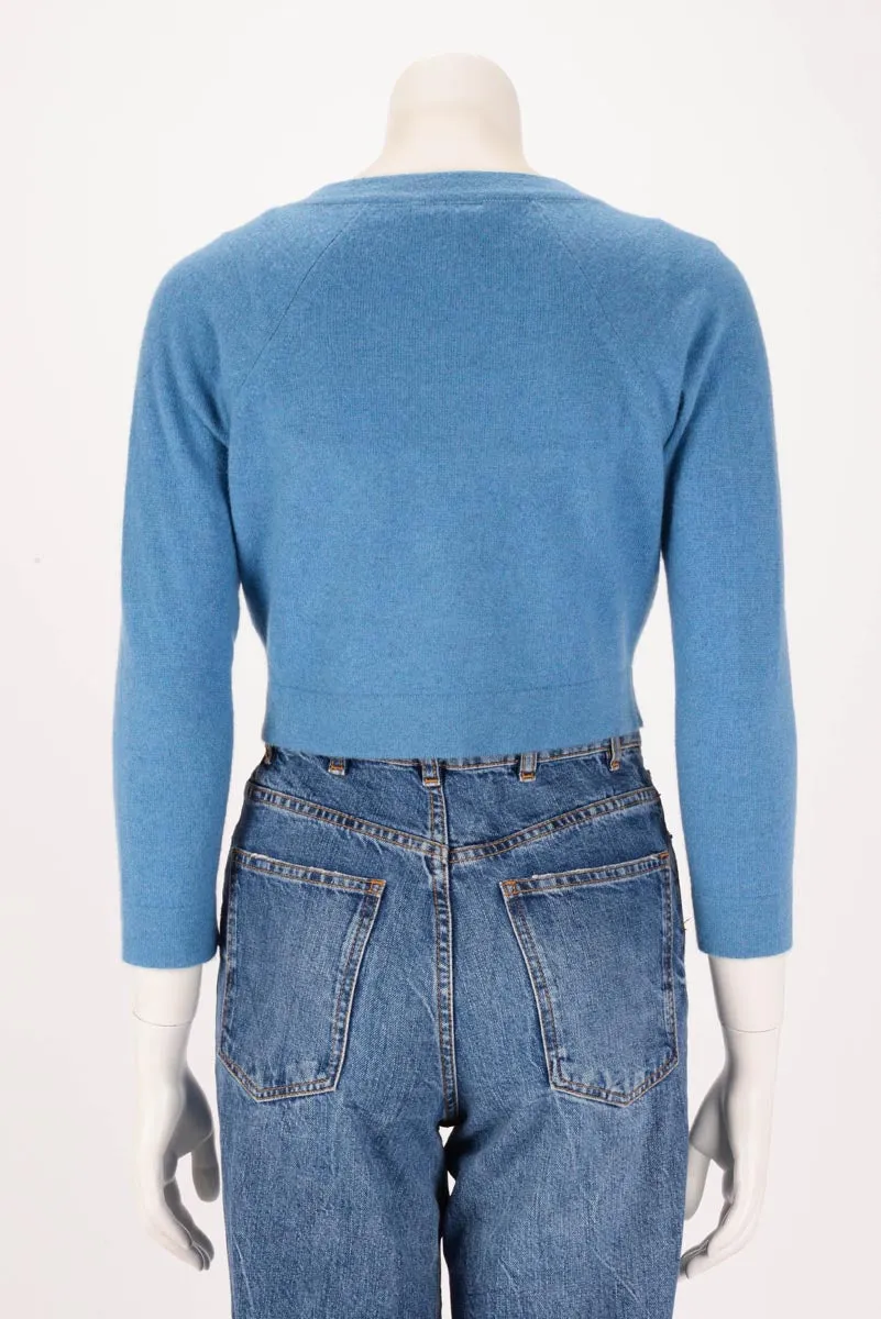 Chanel Blue Cashmere Cropped Cardigan FR 36