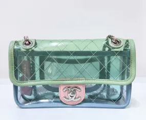 Chanel Coco Splash PVC Mini Flap Bag Blue/Green/Pink Silver Hardware