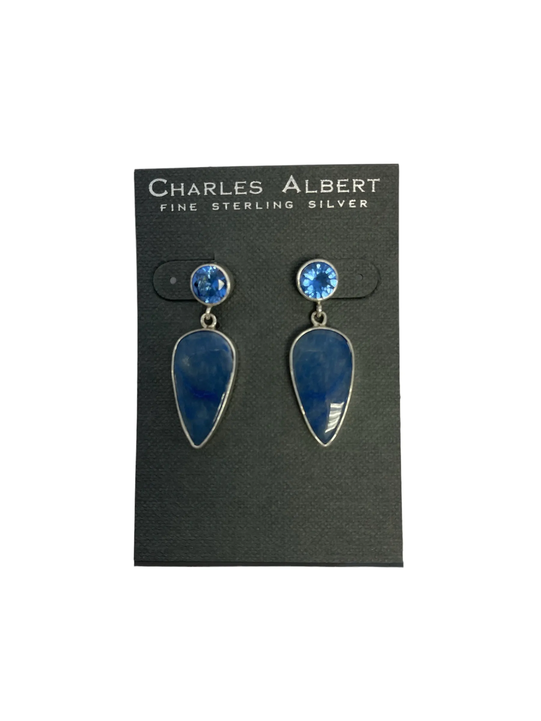 Charles Albert Silver - Lab Sapphire & Blue Aventurine Post Earrings