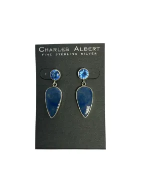 Charles Albert Silver - Lab Sapphire & Blue Aventurine Post Earrings