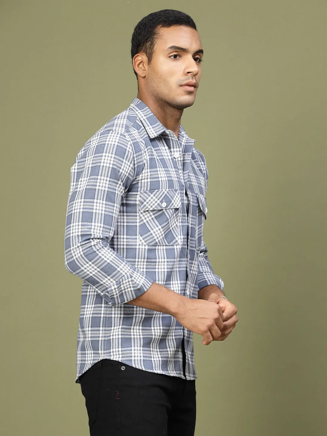 Checked Cotton Utility Shirt