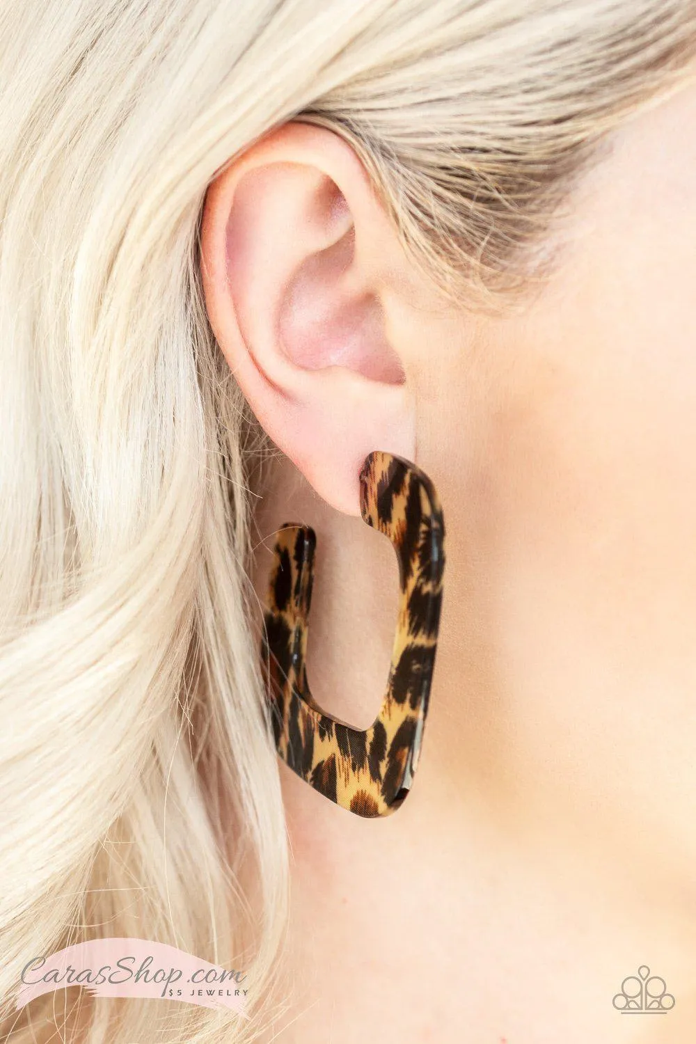 Cheetah Incognita Acrylic Hoop Earrings - Paparazzi Accessories