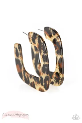 Cheetah Incognita Acrylic Hoop Earrings - Paparazzi Accessories