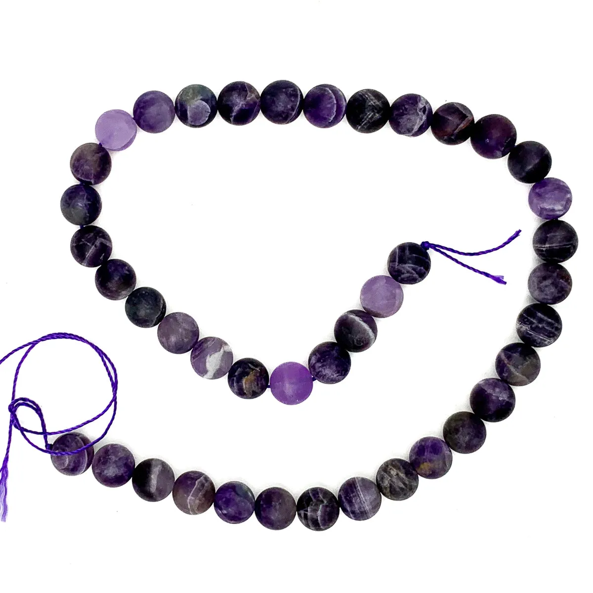 Chevron Amethyst Matte 10mm Smooth Rounds