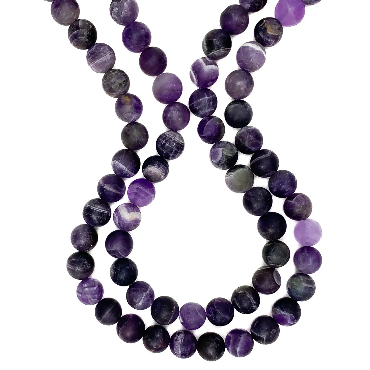 Chevron Amethyst Matte 10mm Smooth Rounds