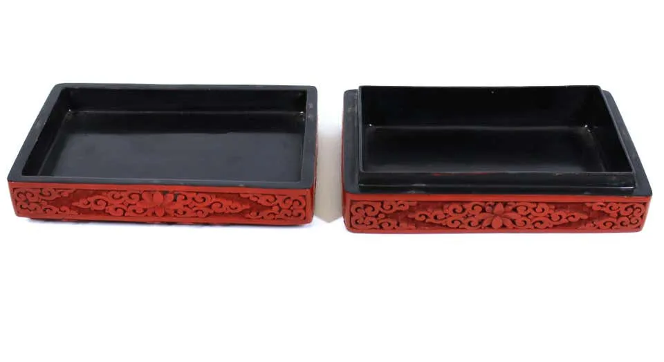 Chinese Red Cinnabar Box with Dragon Motif