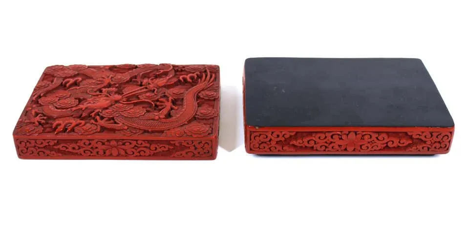 Chinese Red Cinnabar Box with Dragon Motif