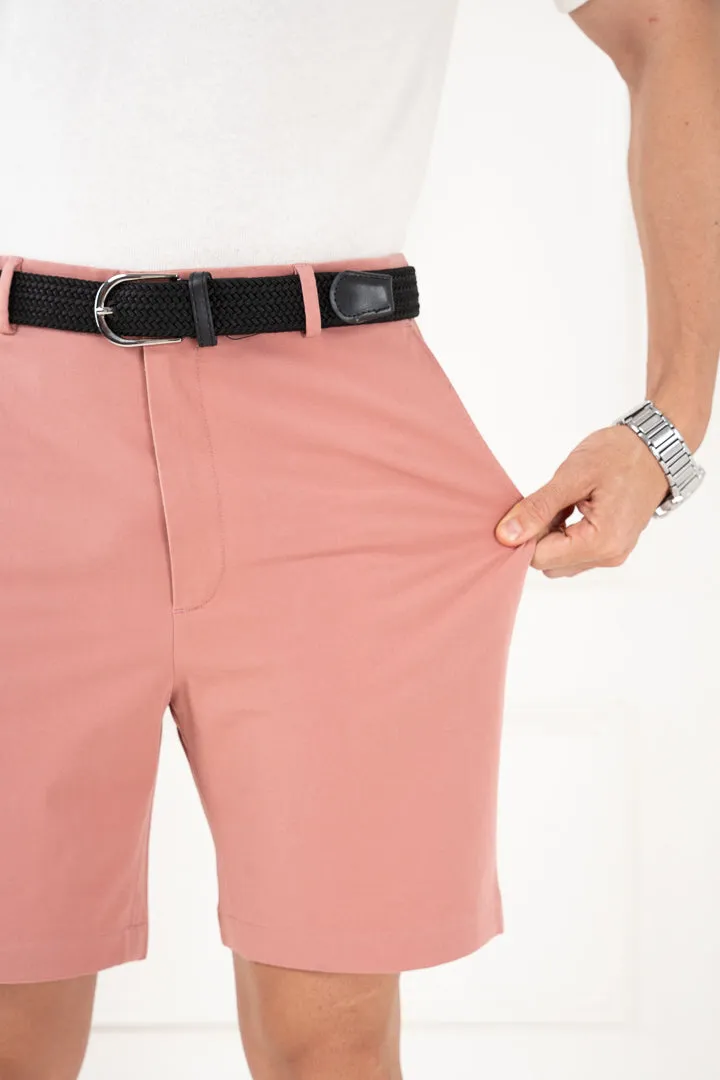 Coral Cotton Stretch Chino Shorts