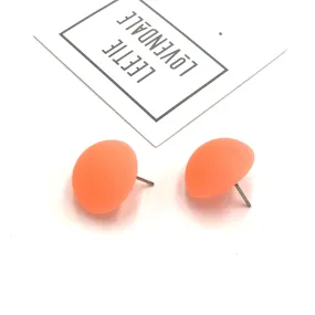 Coral Frosted Retro Button Stud Earrings