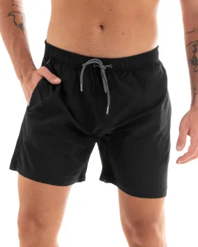 Costume Da Bagno Uomo Boxer Tinta Unita Elastico Nero GIOSAL-SU1206A