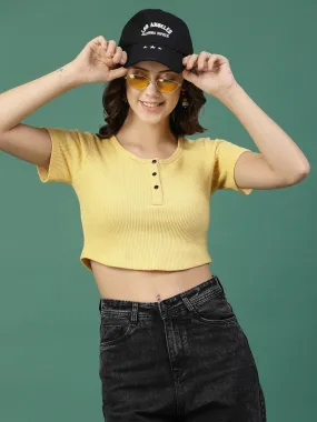 Cotton Waffle Knit Crop Top