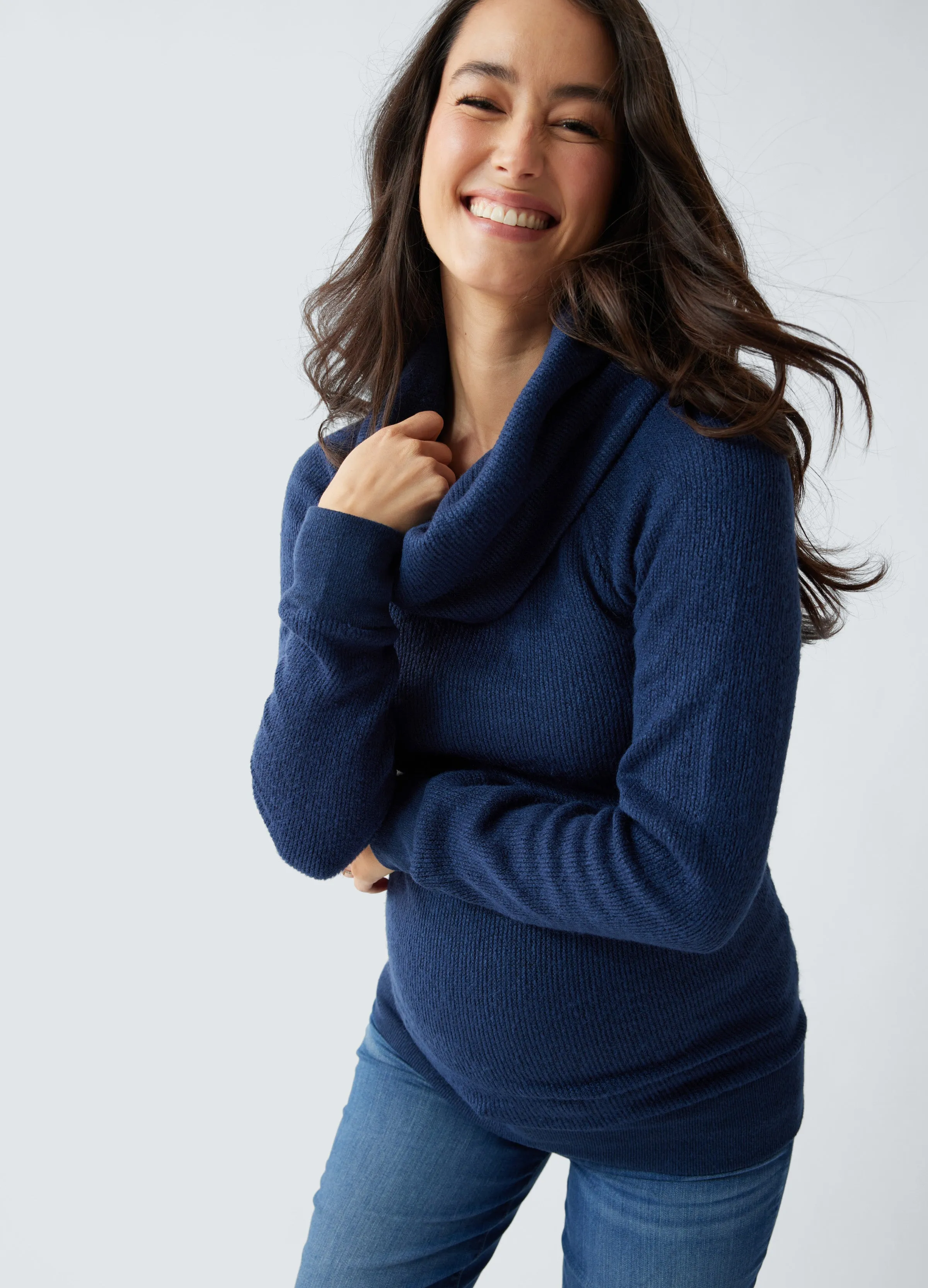 Cowl Neck Maternity Tunic Sweater