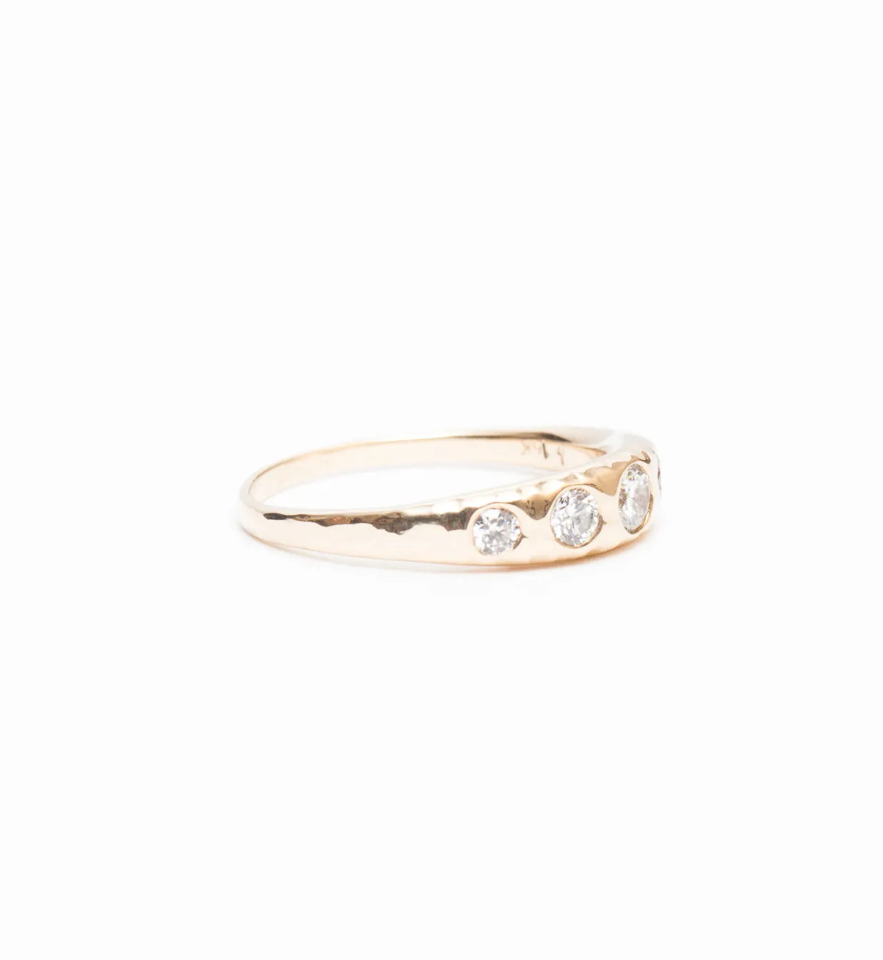 Crescent Hammered Diamond Ring