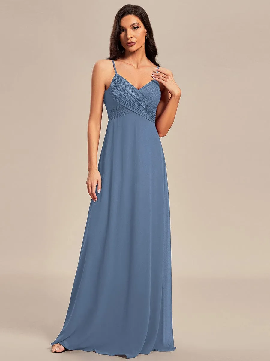 Criss-Cross V-Neck Chiffon Backless A-Line Bridesmaid Dress