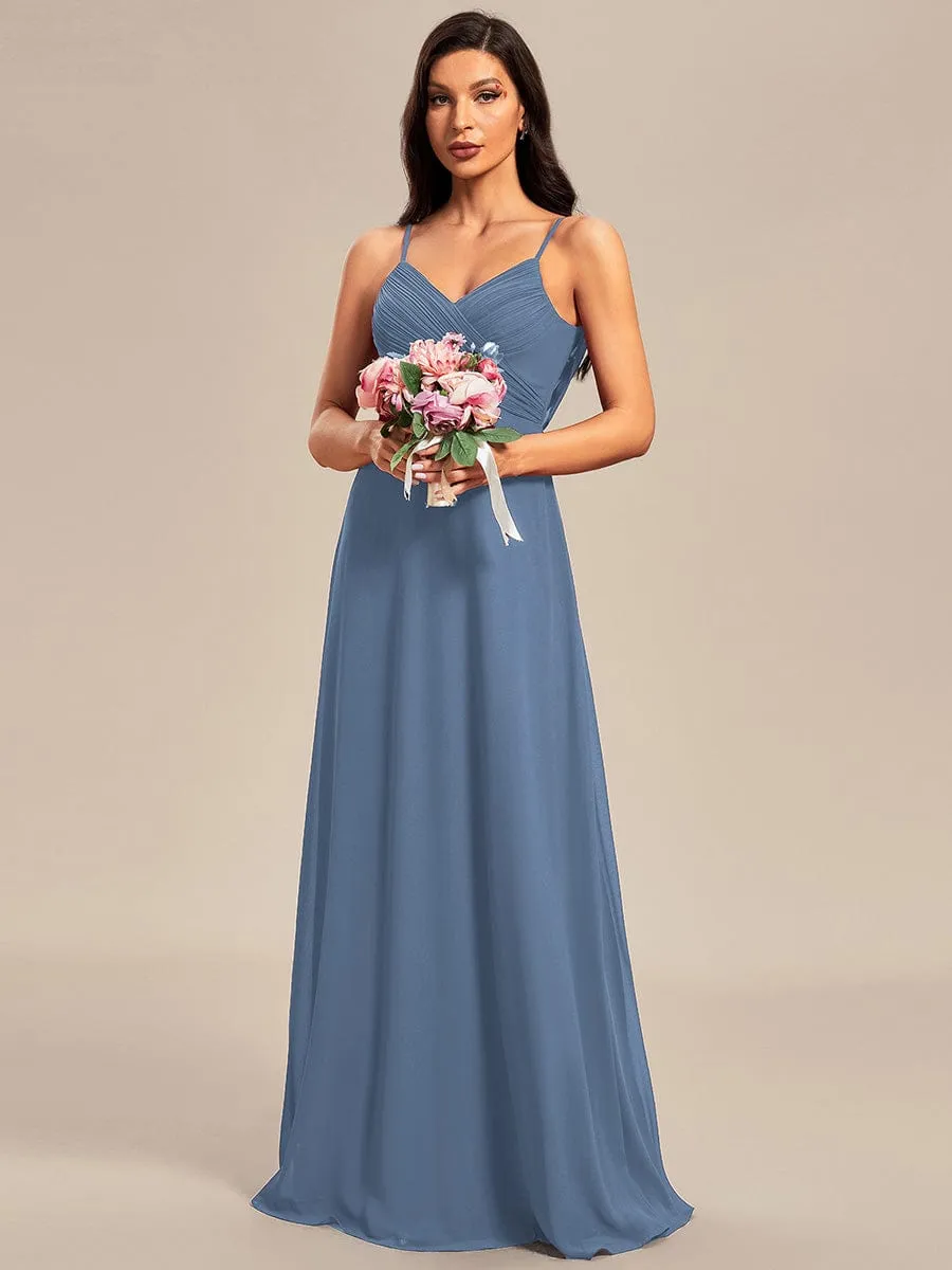 Criss-Cross V-Neck Chiffon Backless A-Line Bridesmaid Dress