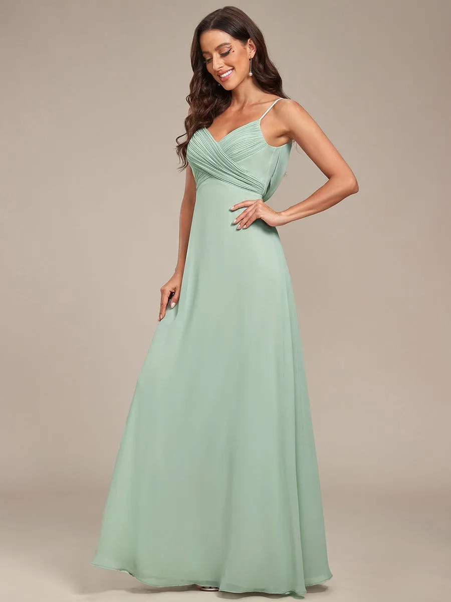 Criss-Cross V-Neck Chiffon Backless A-Line Bridesmaid Dress