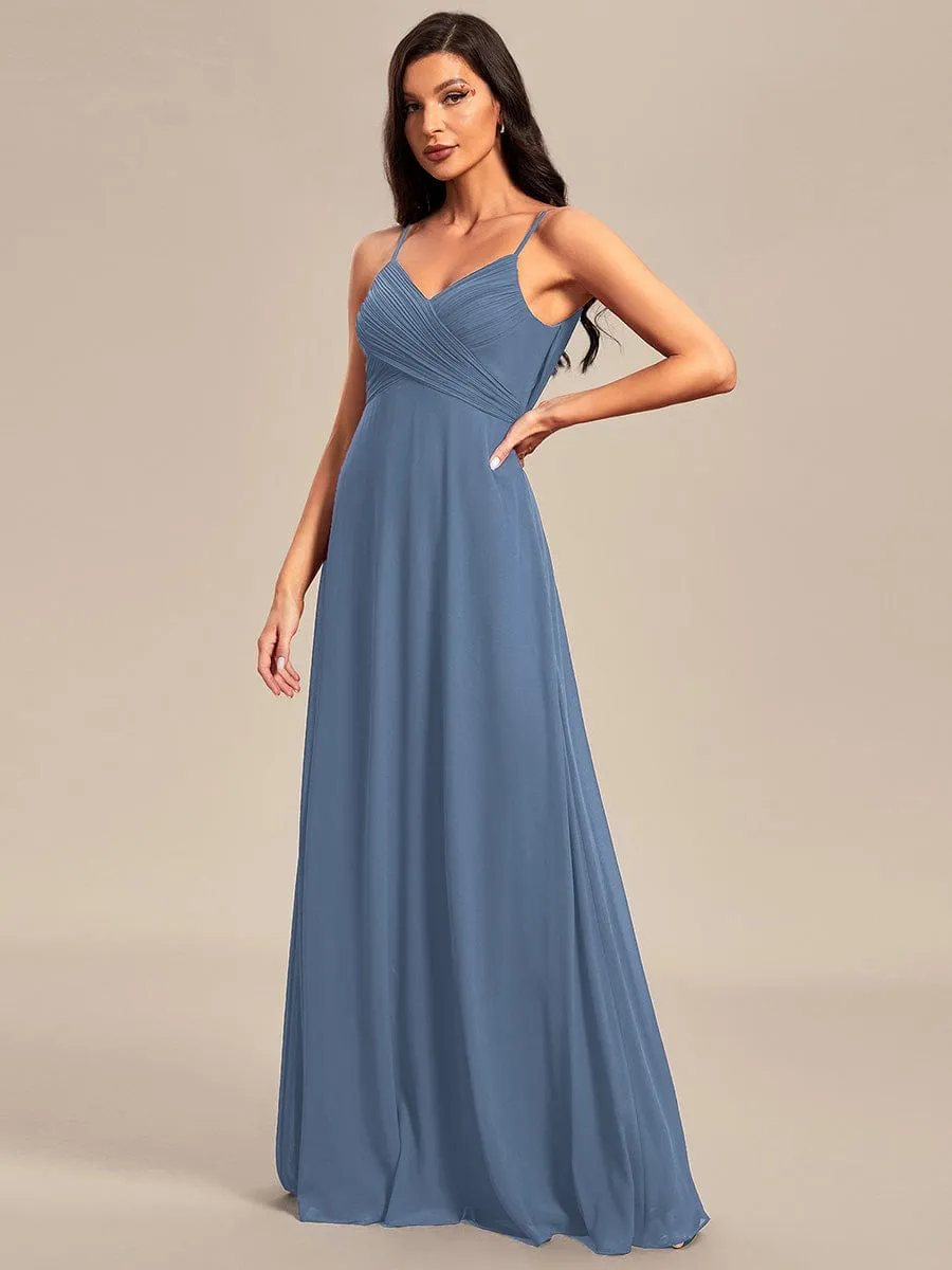 Criss-Cross V-Neck Chiffon Backless A-Line Bridesmaid Dress