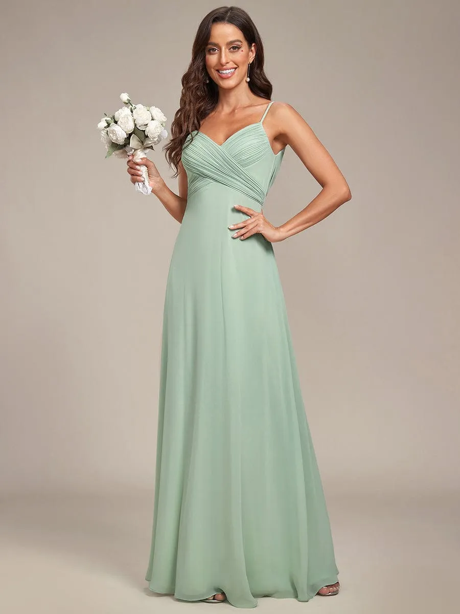 Criss-Cross V-Neck Chiffon Backless A-Line Bridesmaid Dress