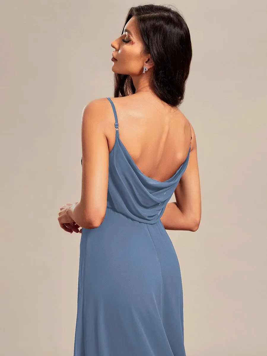 Criss-Cross V-Neck Chiffon Backless A-Line Bridesmaid Dress