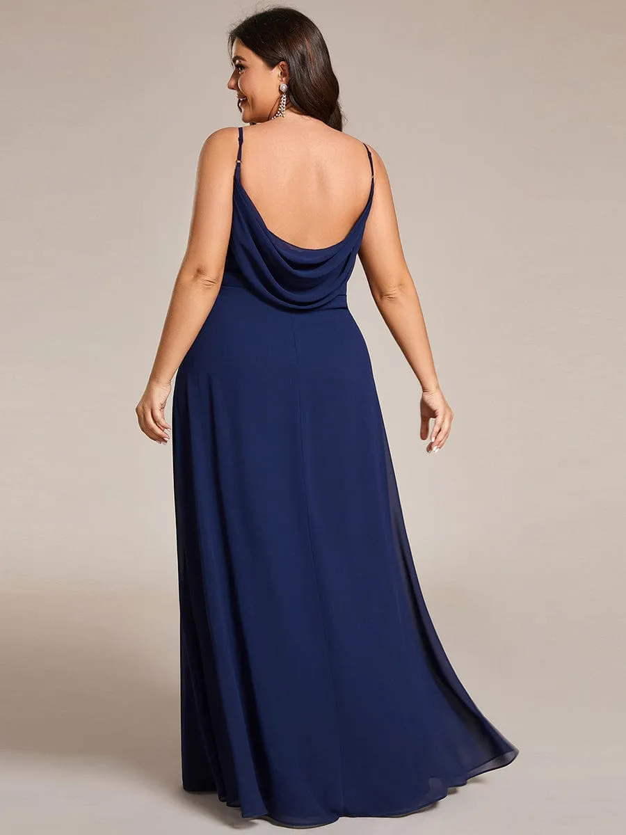 Criss-Cross V-Neck Chiffon Backless A-Line Bridesmaid Dress