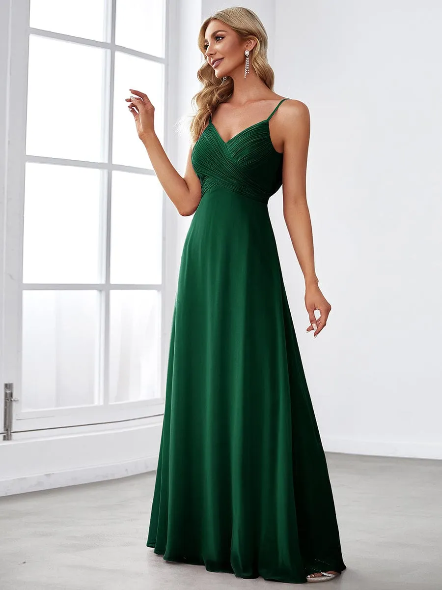 Criss-Cross V-Neck Chiffon Backless A-Line Bridesmaid Dress