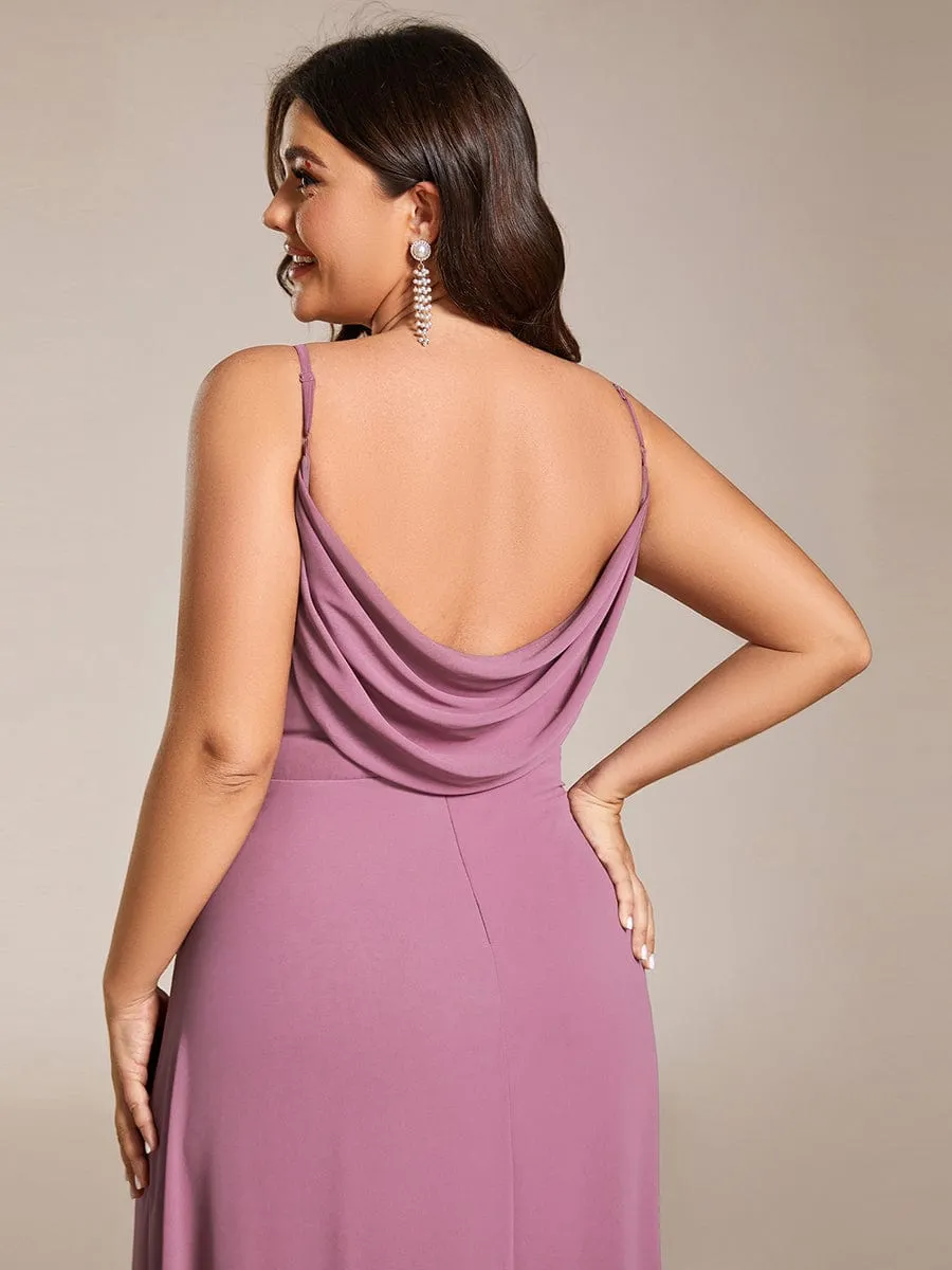 Criss-Cross V-Neck Chiffon Backless A-Line Bridesmaid Dress