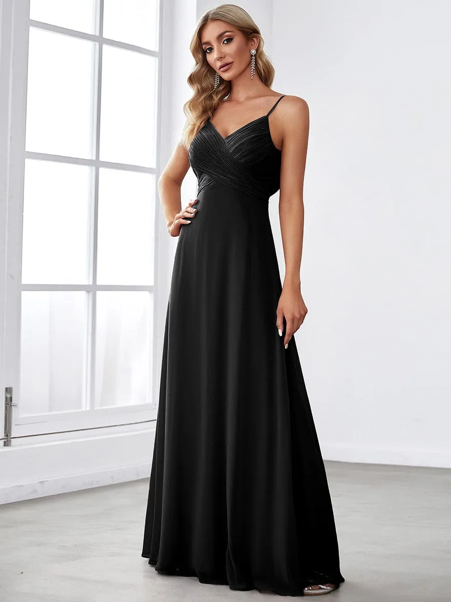 Criss-Cross V-Neck Chiffon Backless A-Line Bridesmaid Dress