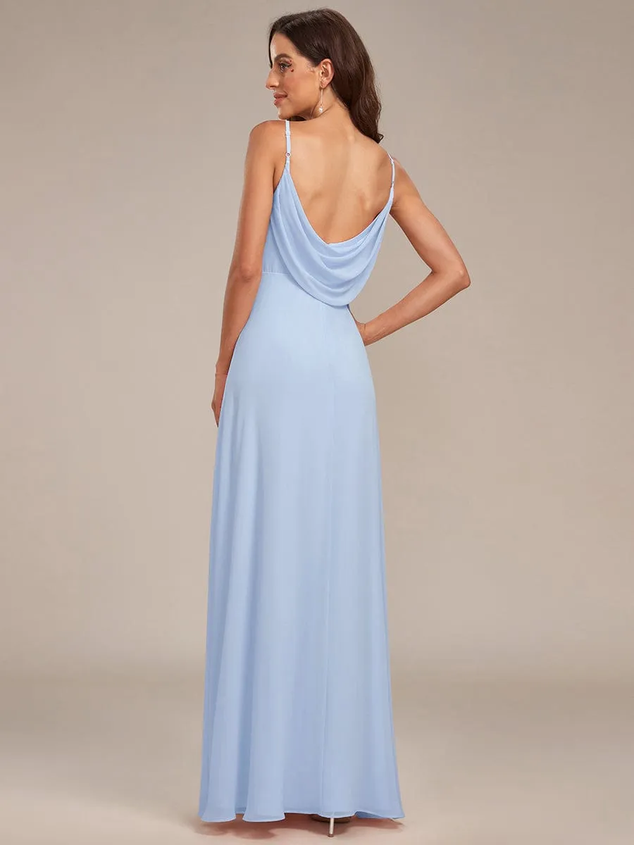 Criss-Cross V-Neck Chiffon Backless A-Line Bridesmaid Dress