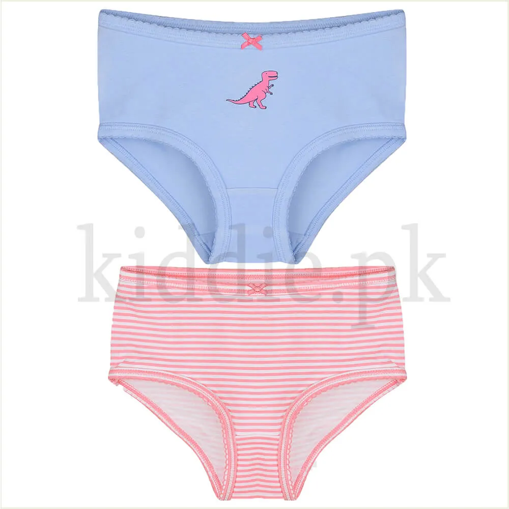 CRT Pack of 2 Pink Lining and Blue Dinosaur Printed Panties 1513