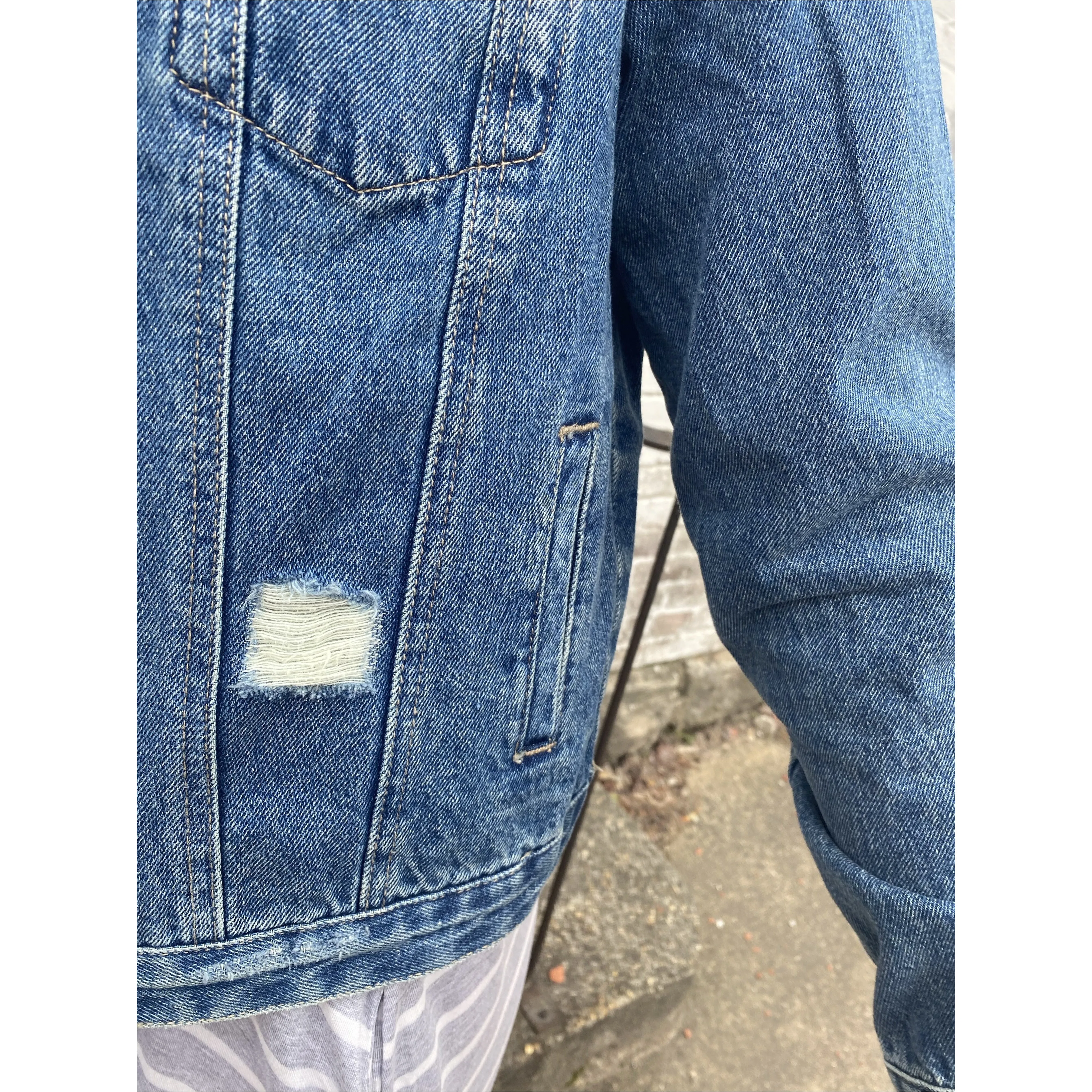 Dark Wash Distressed|| Denim Jacket