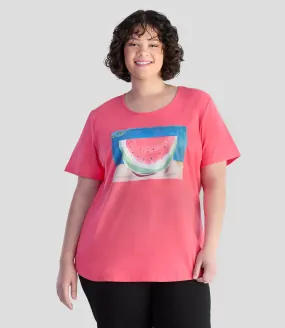 Designer Graphic Scoop Neck Top Watermelon