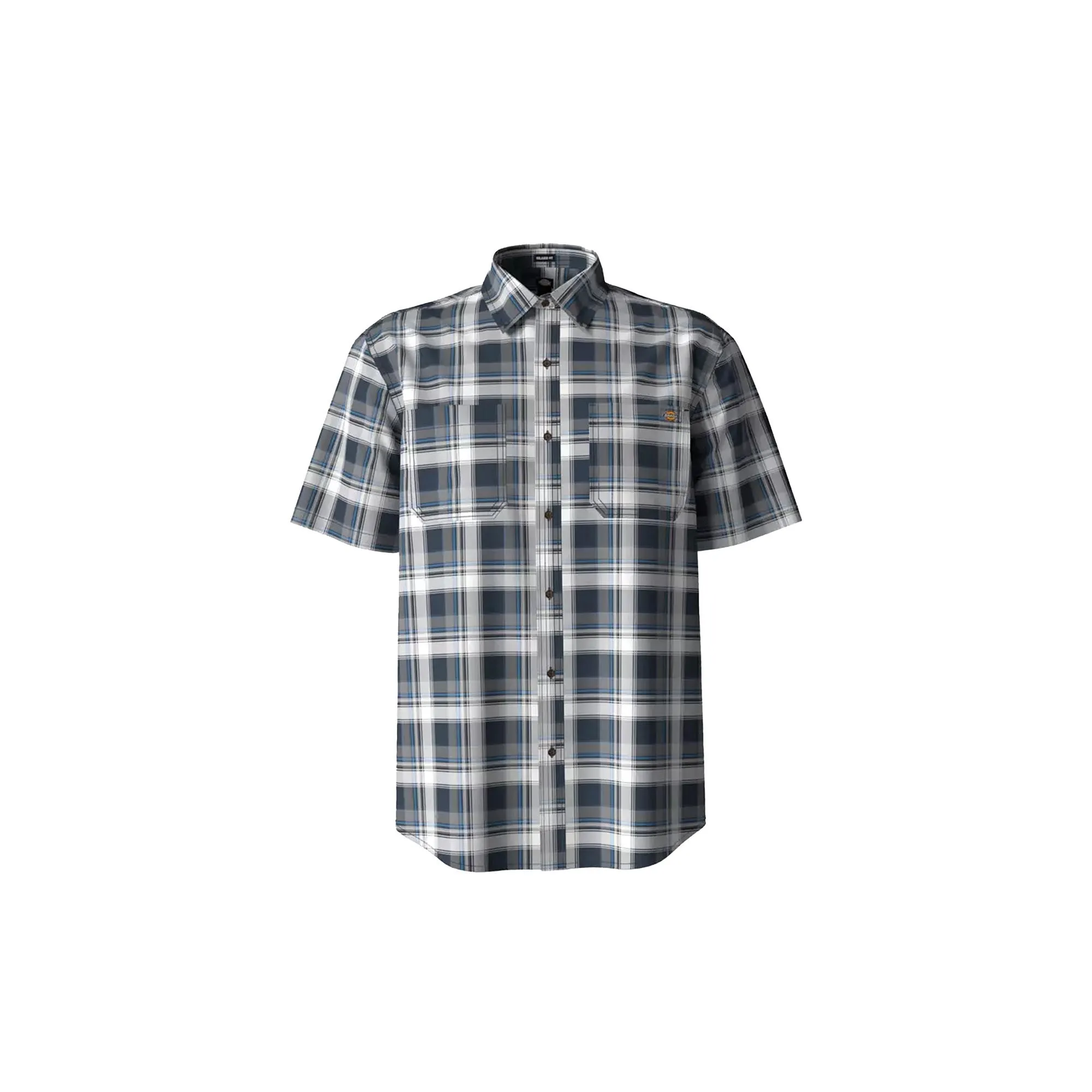 Dickies Short Sleeve Flex Plaid Shirt Airforce Blue High Plains Plaid