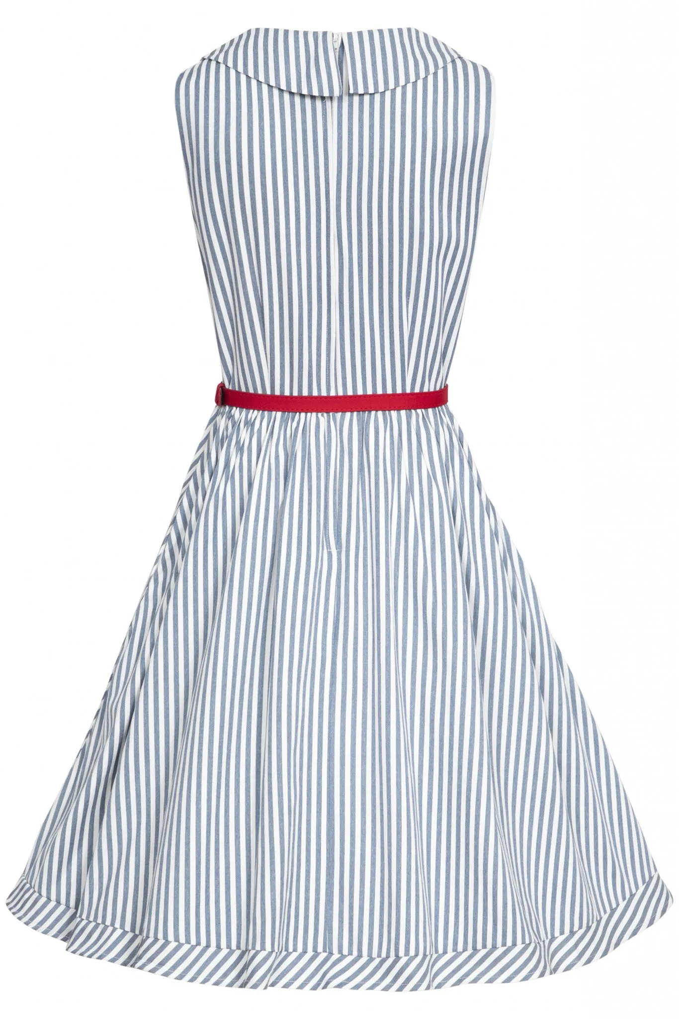 Dolly And Dotty 1950's Button Up Blue Striped Swing Dress