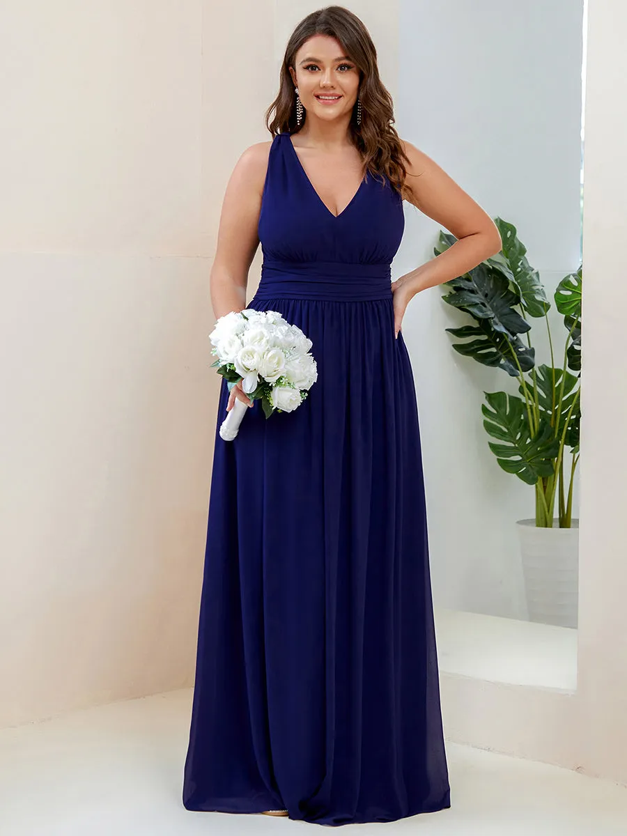 Double V-Neck Maxi Long Wholesale Plus Size Evening Dresses