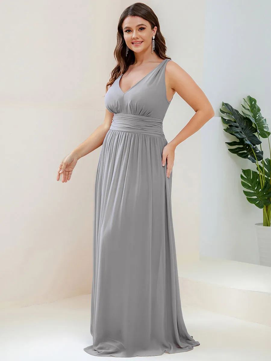 Double V-Neck Maxi Long Wholesale Plus Size Evening Dresses