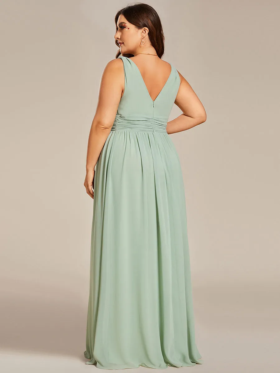 Double V-Neck Maxi Long Wholesale Plus Size Evening Dresses