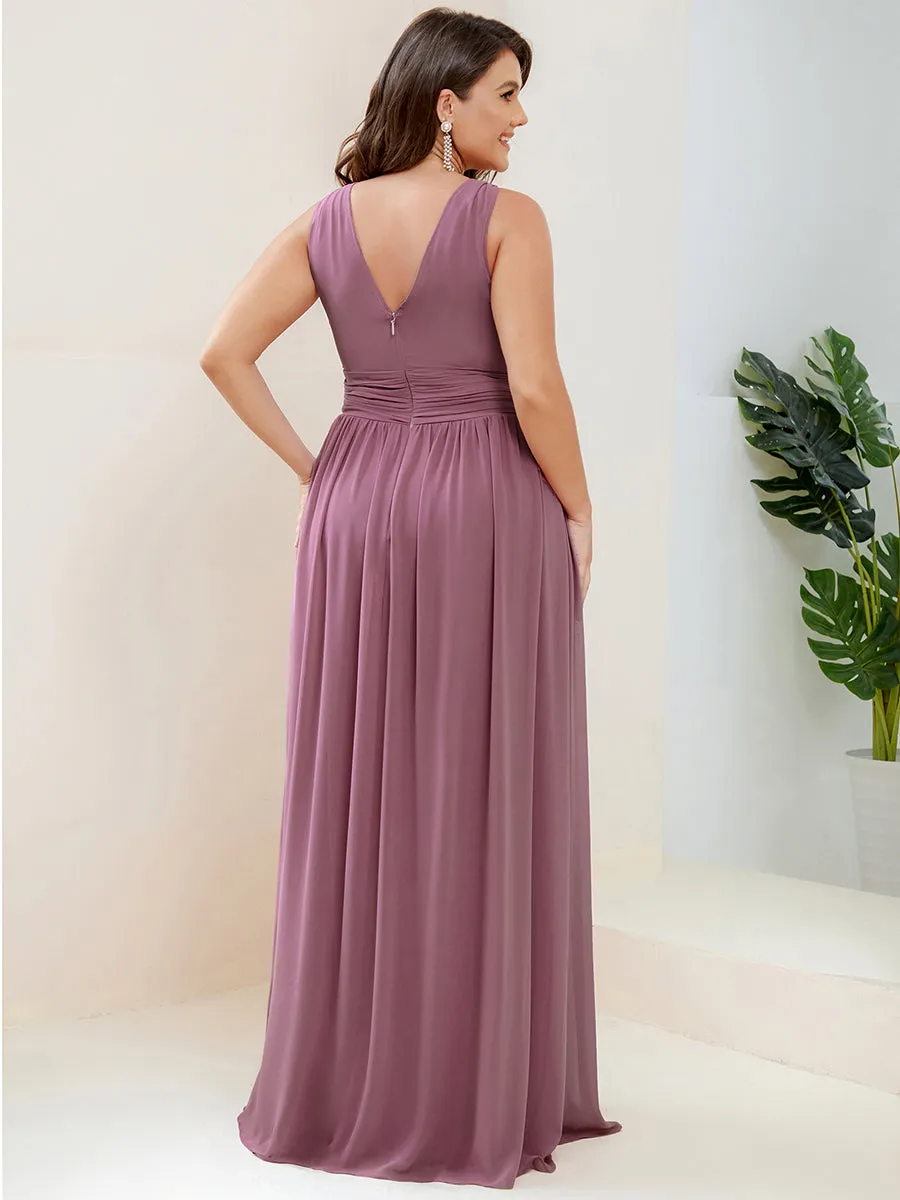 Double V-Neck Maxi Long Wholesale Plus Size Evening Dresses