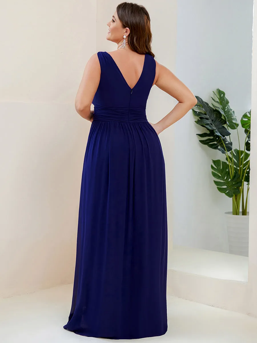 Double V-Neck Maxi Long Wholesale Plus Size Evening Dresses