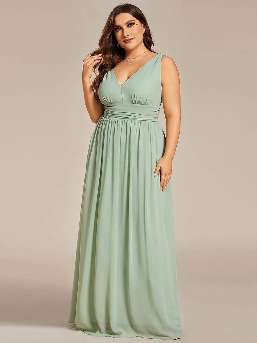 Double V-Neck Maxi Long Wholesale Plus Size Evening Dresses