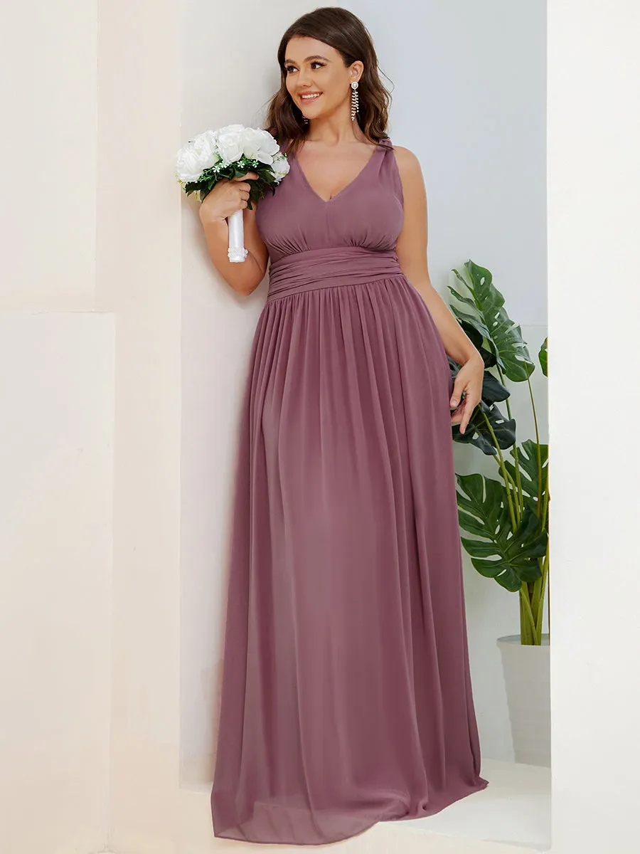 Double V-Neck Maxi Long Wholesale Plus Size Evening Dresses