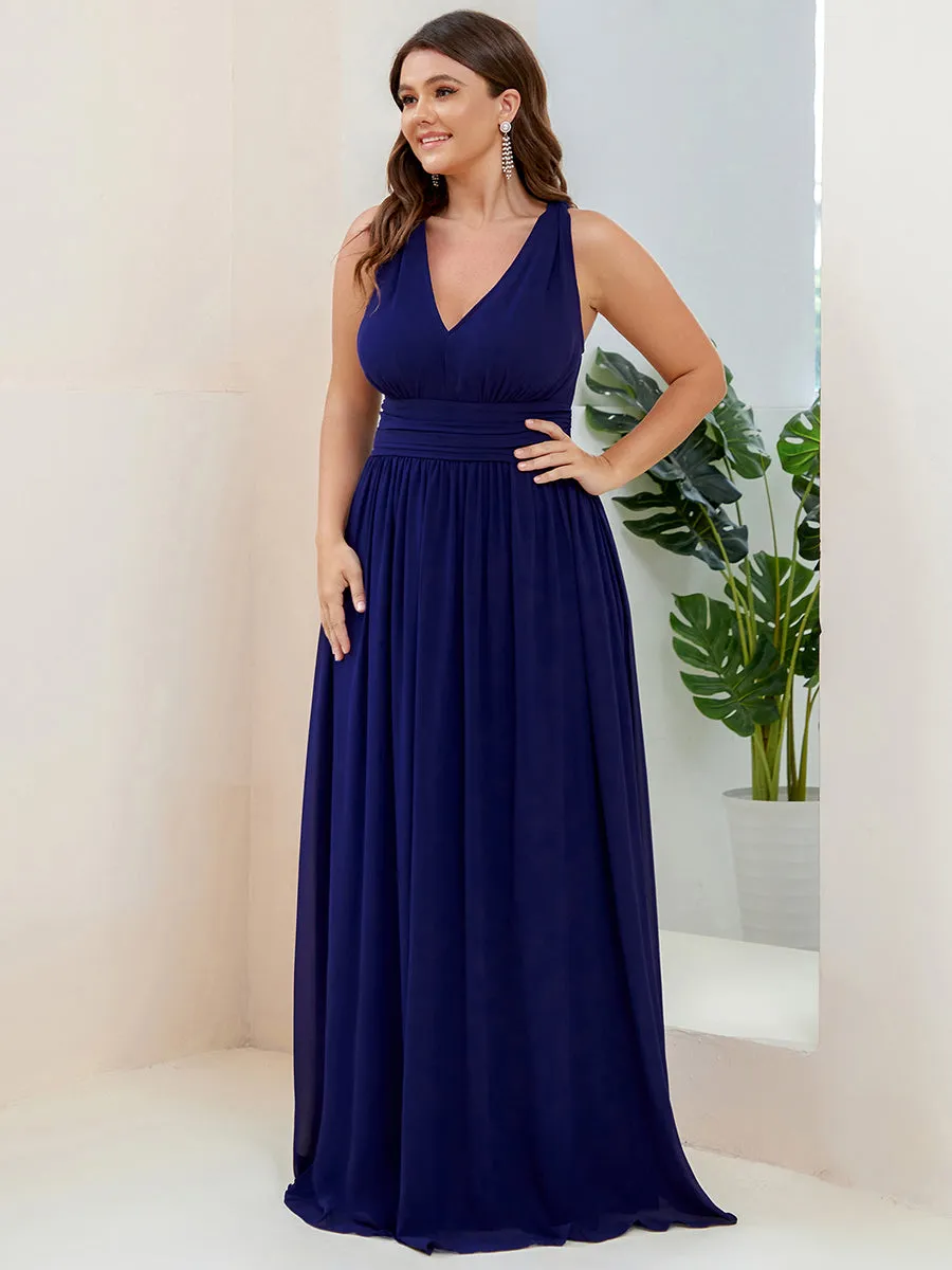 Double V-Neck Maxi Long Wholesale Plus Size Evening Dresses