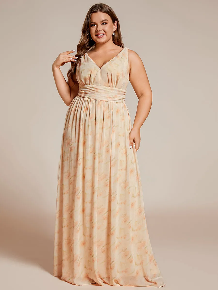 Double V-Neck Maxi Long Wholesale Plus Size Evening Dresses