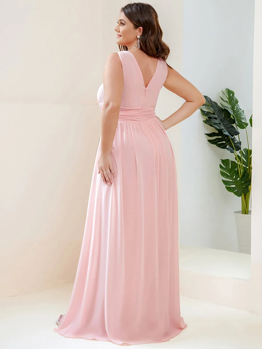 Double V-Neck Maxi Long Wholesale Plus Size Evening Dresses