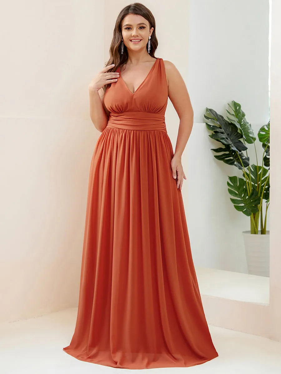 Double V-Neck Maxi Long Wholesale Plus Size Evening Dresses